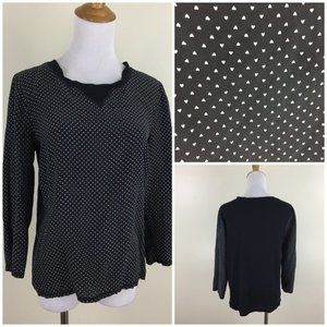 MADEWELL Mini Heart Print Silk Mixed Media Shirt